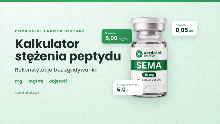 Kalkulator stężenia peptydu VerdaLab — rekonstytucja, przeliczanie mg/ml i objętości